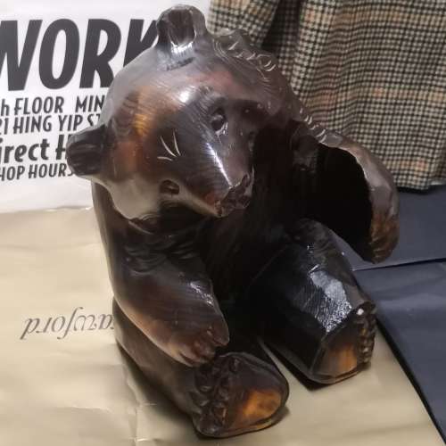 日本北海道手工木雕熊