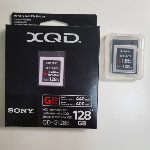 Sony XQD 128GB Card; Sony XQD / SD (MRW-E90) Card reader