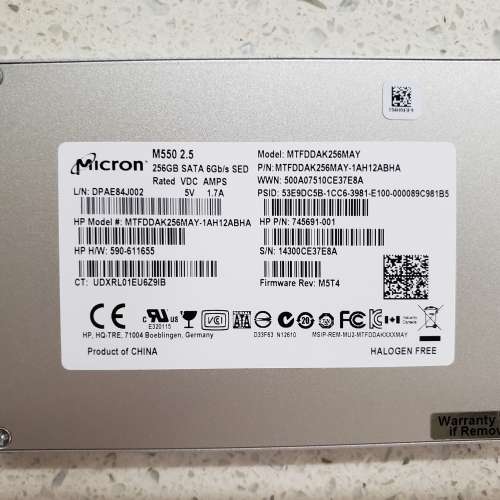 Micron M550 256gb SSD x1/Micron RealSSD c400 256gb x1