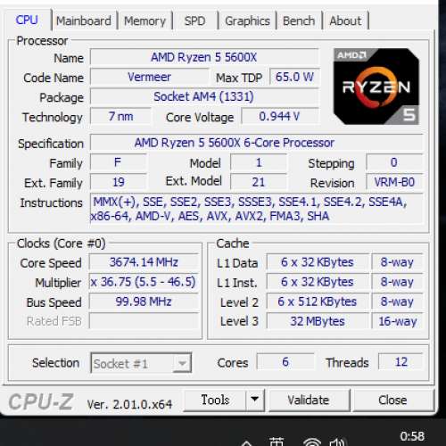 AMD Ryzen 5600X CPU