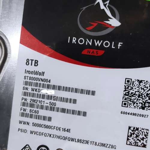 買賣全新及二手SSD/硬碟機, 電腦- Seagate ST8000VN004 8TB Ironwolf