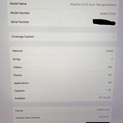 iPad Pro 12.9 (2021 M1) 1T + Cellular
