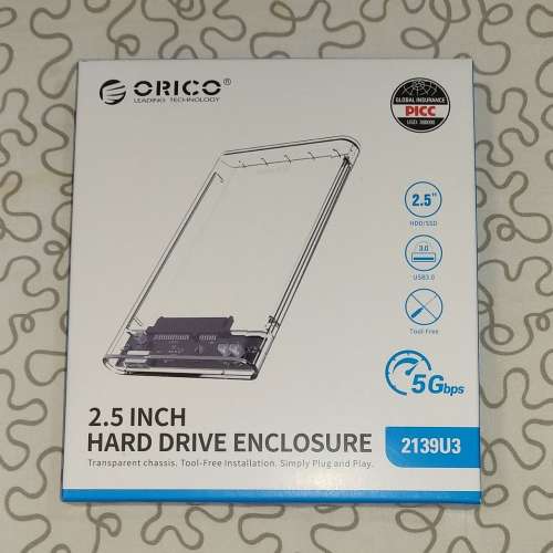 全新 Orico USB3.0 硬碟盒 (適合 2.5" SATA SSD/硬碟)