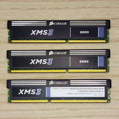 DDR3 RAM Corsair XMS3 4GB 三條 (12GB) Dominator 1gb 兩條 (2GB) Kingston 兩條
