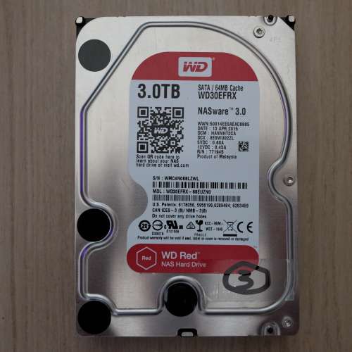 95% New WD Red NAS 3TB WD30EFRX 時數 6079h