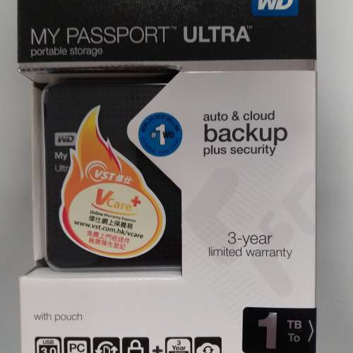 全新未開封 WD 1TB 2.5" My Passport Ultra (黑色) 外置HDD USB 3.0