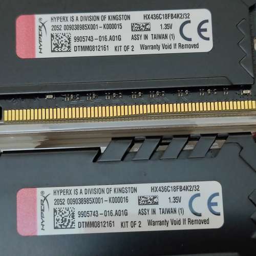Kingston HyperX Fury DDR4 3600MHz  16GB X 2條 = 32GB卓面電腦