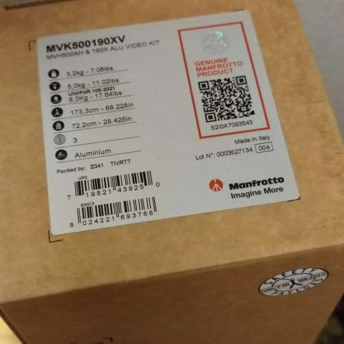 Manfrotto 190X 腳架及 MVH500AH液壓攝影攝錄兩用雲台