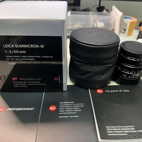 Like New : Leica 50mm f/2 V5 11826 6 Bit M Lens full box set $12980. Only