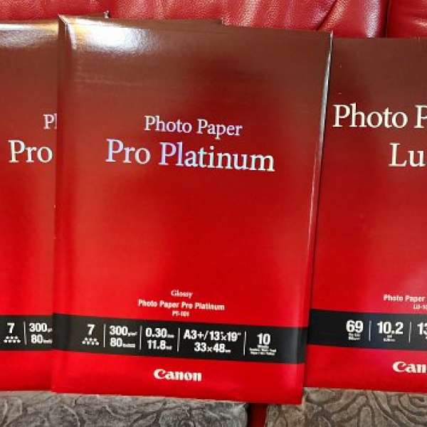 CANON PT-101 Pro Platinum paper A3+ & LU-101 Pro Luster paper A3+ 全新未開封 !!