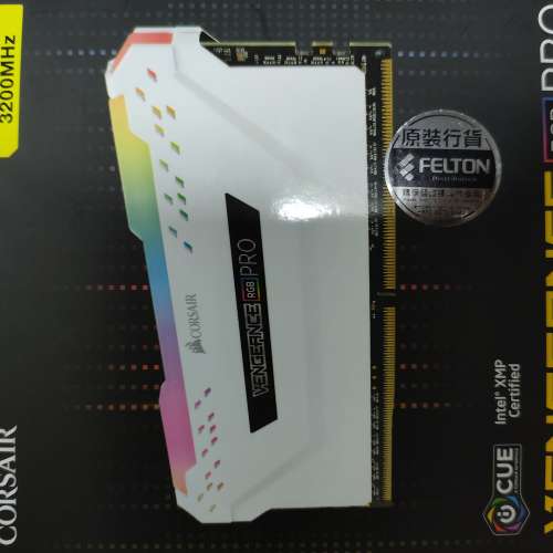 Corsair Vengeance RGB Pro 32GB Kit (2x16GB) DDR4 Dram 3200MHz C16,白色