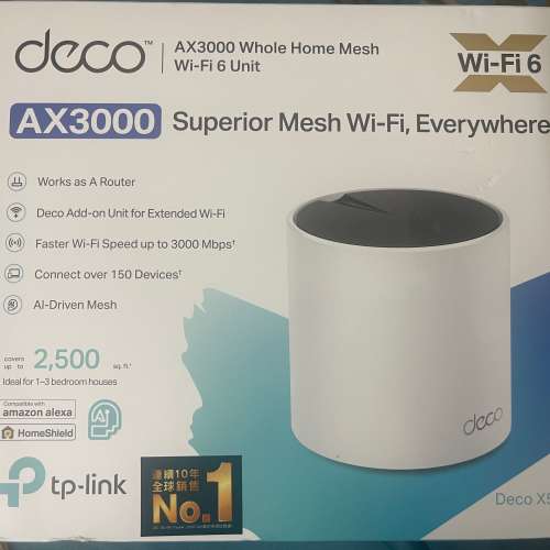 全新 TP-Link Deco X55(2-pck) AX3000 雙頻 Wifi6 Mesh Router Mesh 路由器