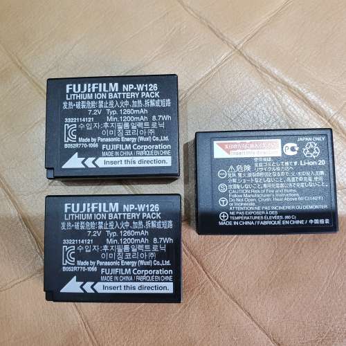 Fujifilm NP-W126 and NP-W126S 電池 (三粒)