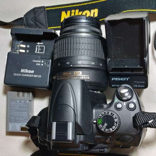 Nikon D5000 with Nikon 18-55 mm lens in pristine condition.