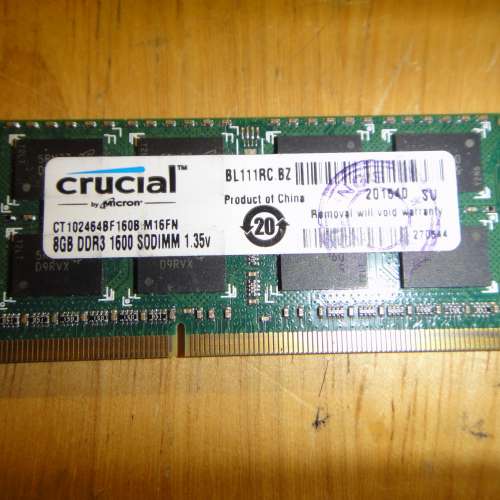 Crucial DDR3 1600 8GB SO-DIMM Notebook Ram