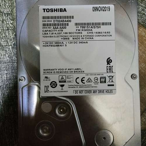(4TB) Toshiba DT02aba400 HDDs與 兩隻WD HDDs
