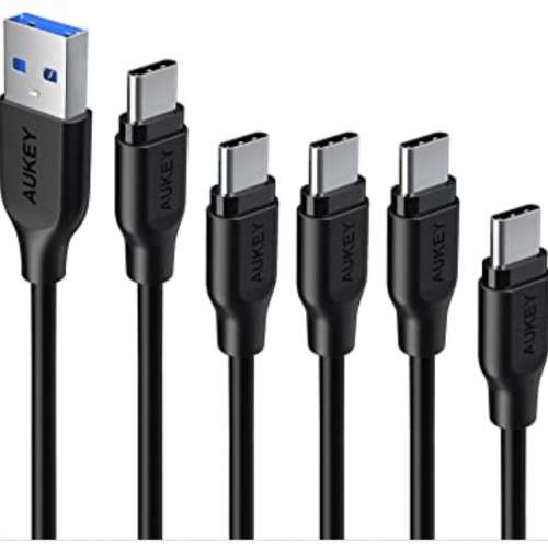 [賀歲優惠] (全新行貨+神速5G/3A)-(5條獨立)充電線 Aukey CB-CMD5  USB 3.0 to USB...