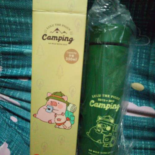 LuLu豬露營用品套裝( 露營戶外水杯、便當盒、保溫瓶、毛巾、束髮帶）