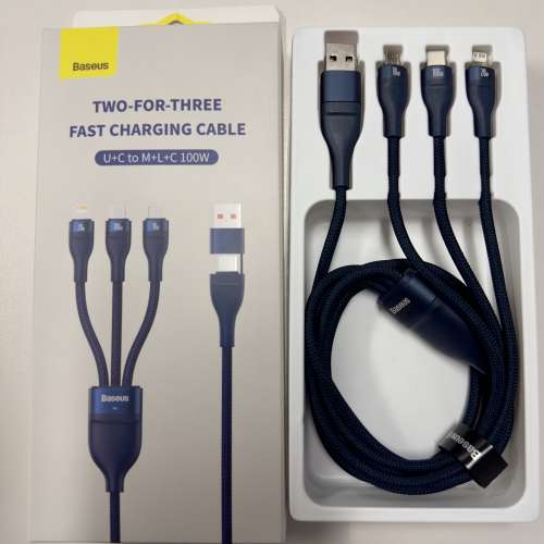Baseus 倍思 100W PD 二拖三充電傳輸線 (USB-A + Type-C To Micro + Lightning + T...