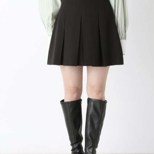 Heather 黑色高腰百褶短褲裙