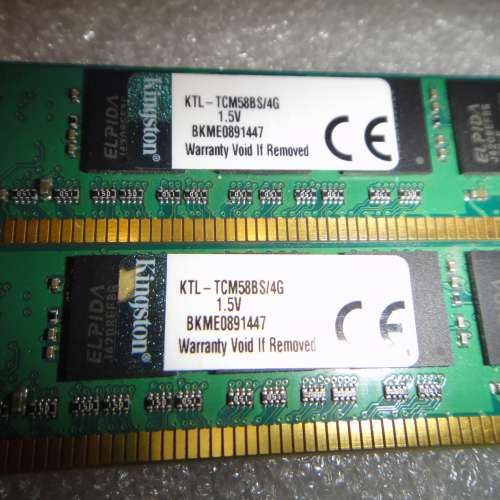 kingston ktl-tcm58bs4g x2 共8GB Desktop Ram DDR3 1333
