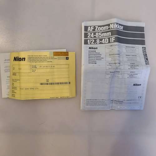 Nikkor 24~85 mm f/2.8~f/4 D (IF) 鏡頭連盒。