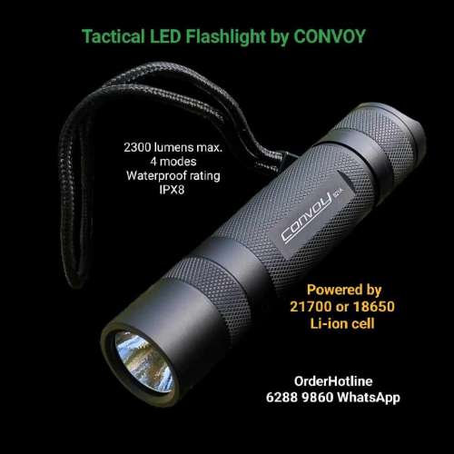 戰術強光電筒2300流明.可兼容21700或18650鋰電池. Tactical Flashlight. Rechargeable