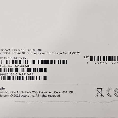iPhone 15 128GB 藍色 行貨