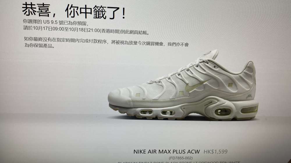 買賣全新及二手波鞋, 潮流及名牌- NIKE AIR MAX PLUS ACW US9.5