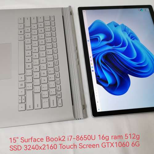 15" Surface Book2 i7-8650U 16g ram 512g SSD 3240x2160 Touch Screen GTX1060 6G