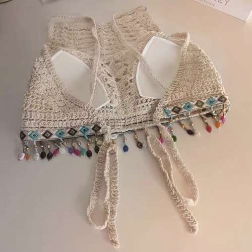 辣妹編織民族風設計感吊帶背心