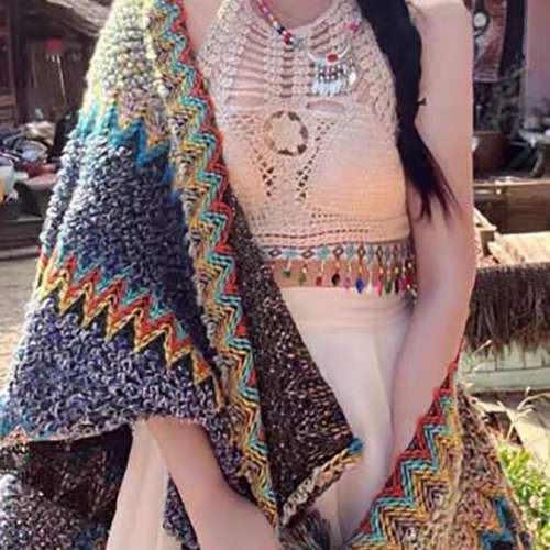 辣妹編織民族風設計感吊帶背心