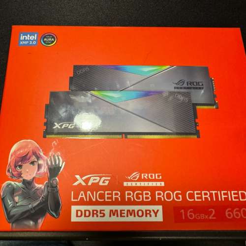 32GB(16GBx2)Lancer RGB ROG Certified DDR5-6600MHz。