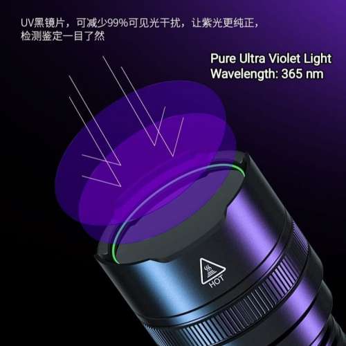 大功率UV 純紫外光手電筒. Pure Ultra Violet Light Torch. 波長365nm. 照演唱會門...