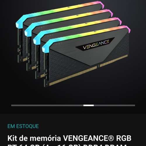 CORSAIR Vengeance RGB RT 64GB (4X16) DDR4 3600 C18