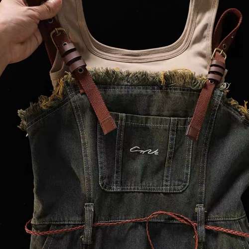 全新牛仔吊帶連衣裙