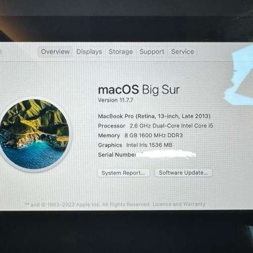 macbook pro 2013 13" retina i5 512gb