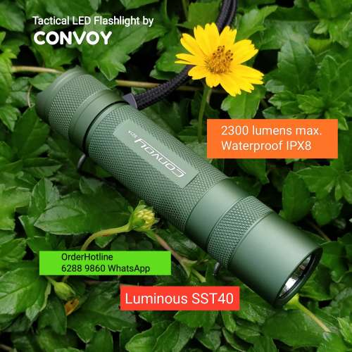 Convoy Tactical Flashlight. 2300 lumens 流明. 戰術強光電筒可充電.附5000mAh鋰...