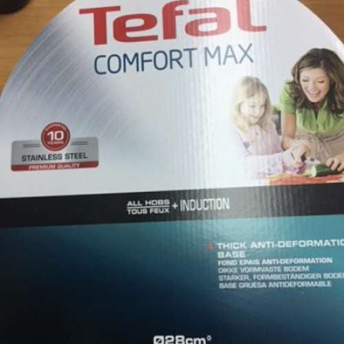 TEFAL 100%新 28cm 有蓋厚底不銹鋼鑊$280