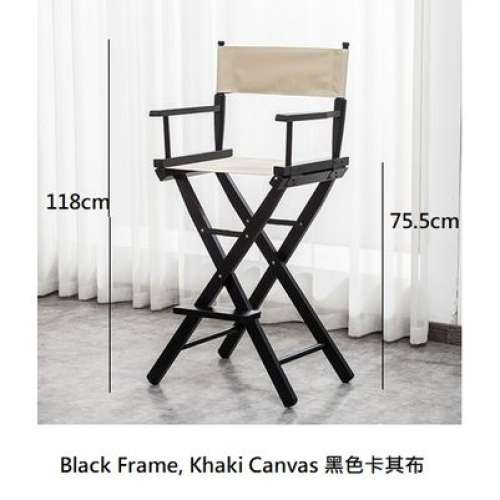 118cm Height Black Frame, Khaki Canvas 黑色卡其布導演椅 - Rent 日租 / Sell 購入