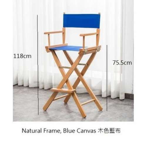 118cm Height Natural Frame, Blue Canvas 木色藍布導演椅 - Rent 日租 / Sell 購入