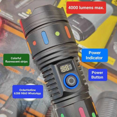 可變焦距白激光 High Power White Laser Beam Flashlight. 4000 lumens. 10000 mAh.