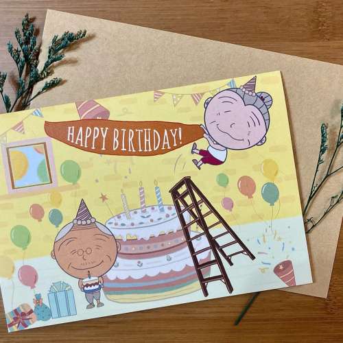 [現貨］(連信封)可愛卡通生日卡