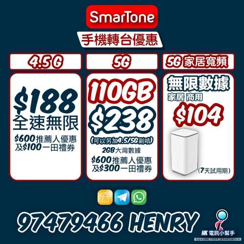 smartone 5g 最新上台月費計劃