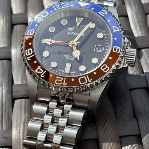 Atmos Blue Gmt Pepsi Ceramica 罕有絕版Squale 30 ATMOS Blue