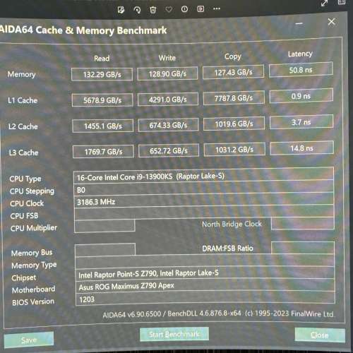 i9-13900KS + Asus Z790 Apex + 2x24GB 8267C38