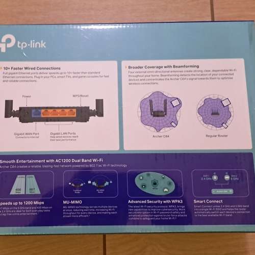 TPLINK  Archer C64 AC1200  WiFi Router 全新未開封