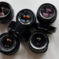 Canon FD 50/1.8, Pentax 35/2, 50/1.4, 50/1.7