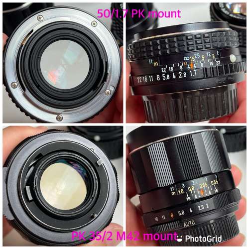 Canon FD 50/1.8, Pentax 35/2, 50/1.4, 50/1.7