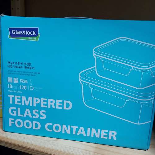 消費券大優惠! 全新 韓國進口Glasslock 鋼化玻璃保鮮盒連蓋五件套裝 食物盒 密封盒